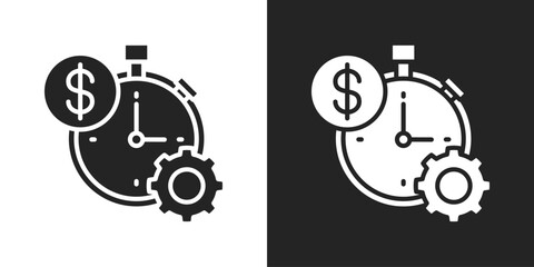 Time Icon In Black And White Glyph Style