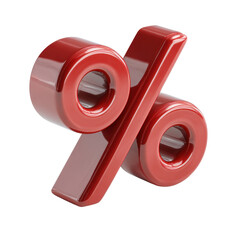 Percentage symbol 3D isolated on transparent background.