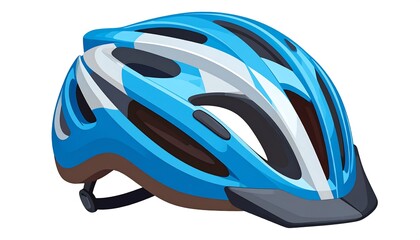 Fototapeta premium Blue and White Camouflage Patterned Bicycle Helmet for Safety.