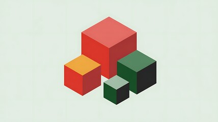 Obraz premium Vibrant 3D cubes in red, green, and orange hues for modern design