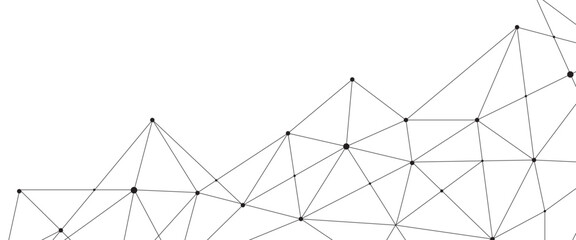 Abstract geometric background with connecting dots and lines with low poly triangle shapes. Polygonal Mesh Background Vector design digital technology concept Global network connection data structure  © Kainat 