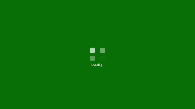 Four squares in shades of gray loading animation on green screen. Abstract waiting or processing looped animation.