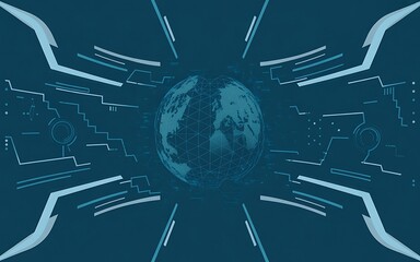 Global network connection with futuristic technology elements