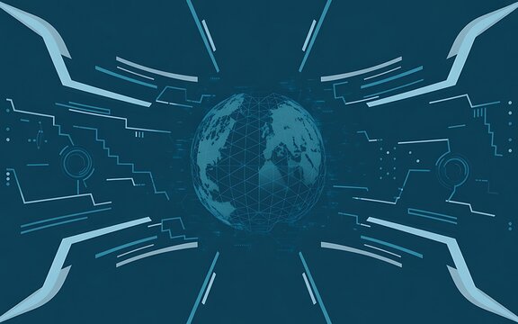 Global network connection with futuristic technology elements - Powered by Adobe