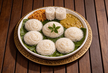 white string hoppers (idiyappam)