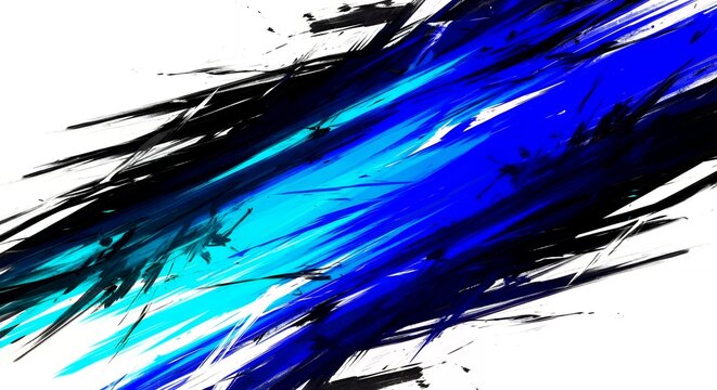 勢いのある青と黒の筆跡が走る抽象的な背景素材