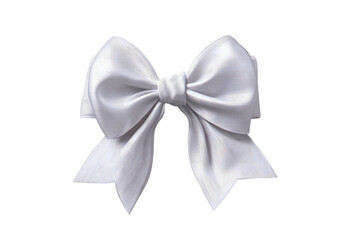 Naklejka premium Elegant white satin bow with soft shadows against a stark black background