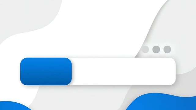 A blue and white toggle button on a gray and white abstract background with a minimalist design.