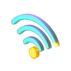 A 3D Wi-Fi icon is isolated on a white background with a vibrant color scheme