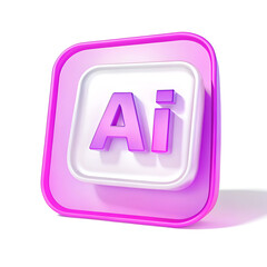 A 3D icon of Adobe Illustrator isolated on a white background with a pink border