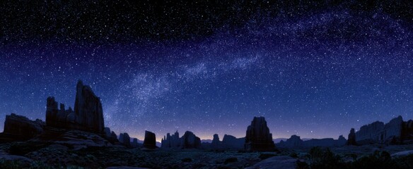 Fototapeta premium the desert sparkles with countless stars evoking wonder and serenity