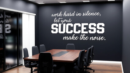 Motivational Success Quote Wall Mural in Modern Meeting Room