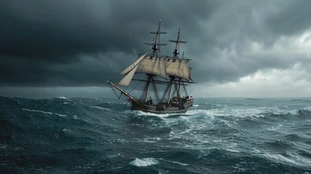 sailing ship in the sea