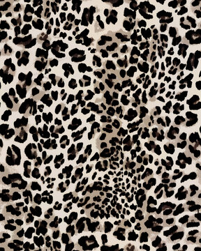 leopard animal skin seamless pattern, watercolor texture textile design 