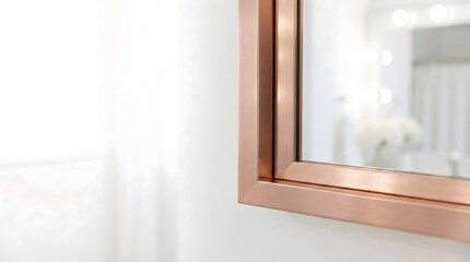 Fototapeta premium Rose Gold Mirror Frame Detail in Modern Luxury Interior
