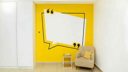 Modern Interior Wall with Blank Quote Bubble Mockup
