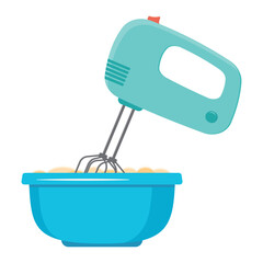 Mixer mixes the dough, isolated vector illustration