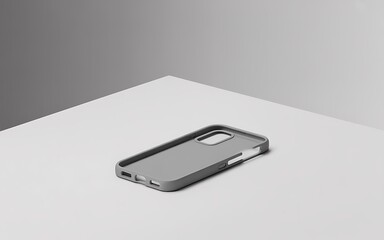 3D Minimalist Smartphone Case Mockup on Clean Light Gray Background.