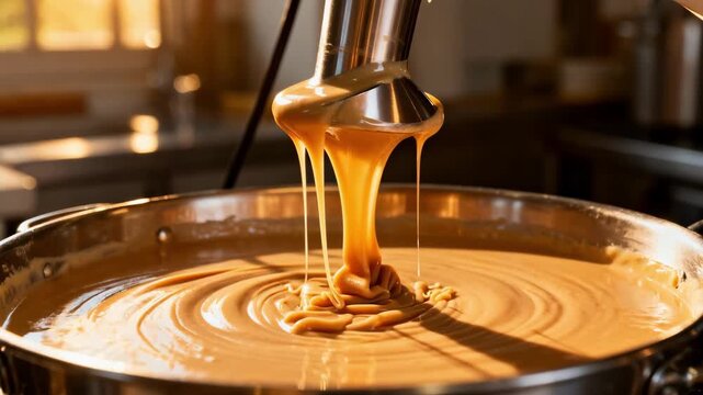 Medium shot capturing smooth sauce formation as highshear emulsifier mixes ingredients into a velvety texture.