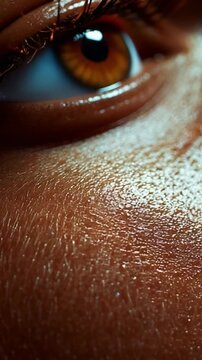 Close-up Exploration of Human Eye with Detailed Skin Texture and Eyelashes Emphasizing the Fascinating Beauty of Human Features and Unique Eye Color Variations