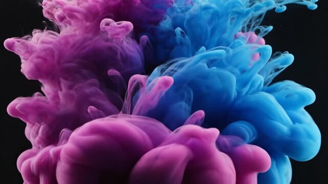 Abstract ink cloud explosion dynamic liquid forms and color blend