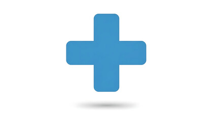 Obraz premium A blue medical cross symbol on a white background with shadow Fundo branco