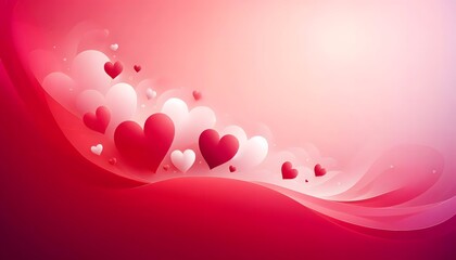 Floating hearts in a dreamy red sky