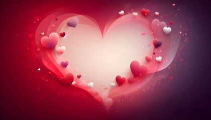 Radiant heart with floating hearts