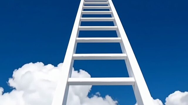 Ladder of Success: Concept of Growth, Ambition, and Opportunity in Blue Sky