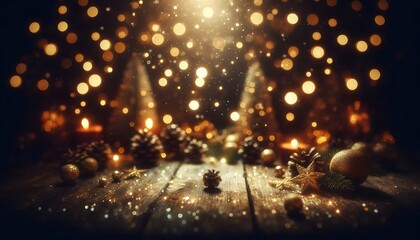 Magical christmas scene with sparkling lights