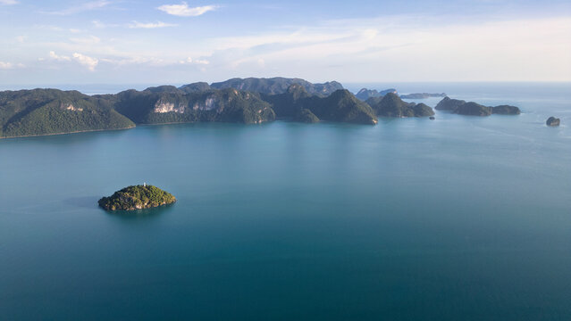 Aerial view on Dayang and islands archipelago in southern Langkawi.