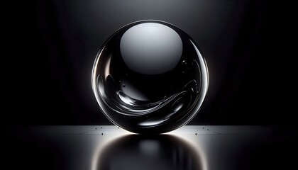 Spherical object in black bowl