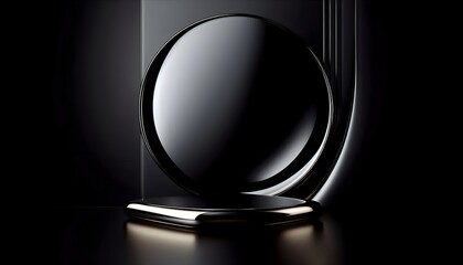 Modern round mirror on table