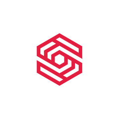 A geometric hexagon logo design in red, representing innovation and strength