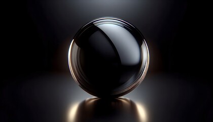 Elegant black sphere on dark background