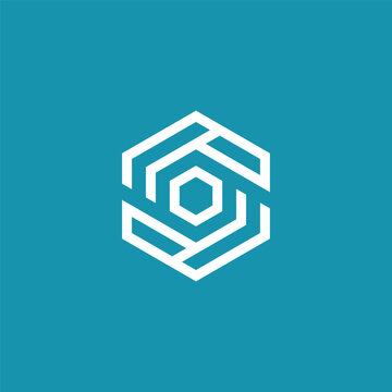 Geometric abstract hexagon logo design in white, symbolizing innovation and connectivity