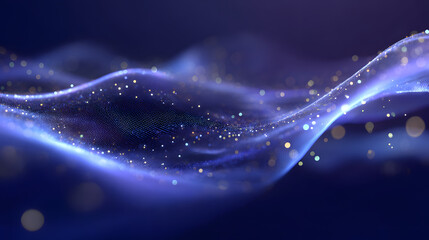 Abstract glowing particle wave