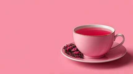 Fototapeta premium cup of tea on pink 