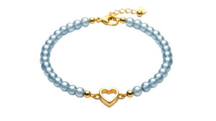 Elegant pearl and gold heart bracelet with clasp