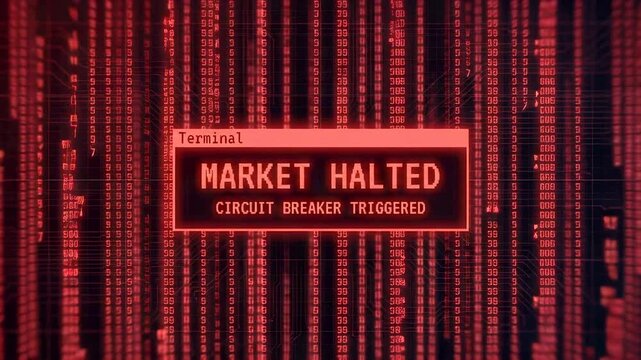 Dramatic stock market crash with circuit breaker triggered