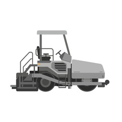 Modern Asphalt Paver Vector Illustration Heavy Equipment For Road Construction Projects Flat Design