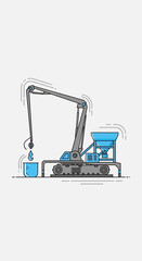 Obraz premium Modern Concrete Pump Truck Pouring Liquid On Construction Site Illustration Vector Art