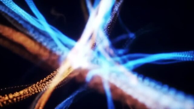 Abstract light trails in motion against dark background for visual effects