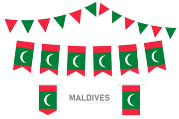 Maldives national flag collection, Flag garlands festive bunting triangle banners and hanging flag