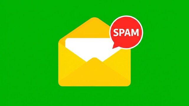 Email envelope transforming with spam alert notification, cybersecurity warning