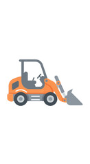 Fototapeta premium Modern Flat Design Orange Front Loader Vehicle Icon For Digital Assets And Industrial Websites