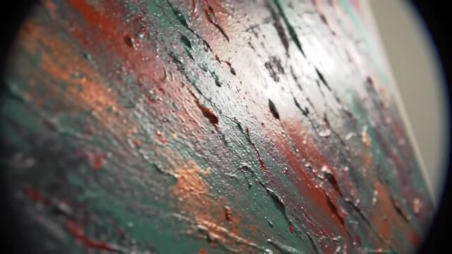 Abstract macro view of colorful painted surface with textured details