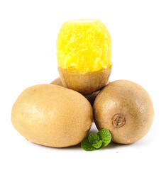 Fresh Yellow Kiwi Fruit with Bright Flesh Display