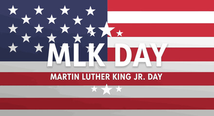 MLK Day, Martin Luther King Jr. Day, celebrated with the American flag in the background.
