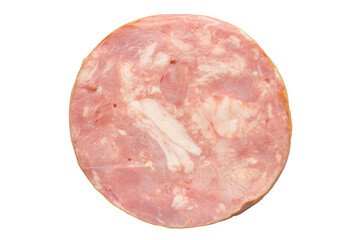 Slice of meat sausage ham on a white background